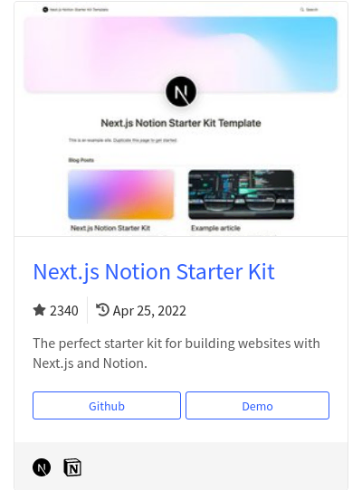 Next.js Notion Starter Kit on jamstackthemes.dev