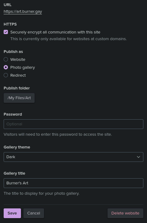 One of my sites hosted on Fastmail, without issue